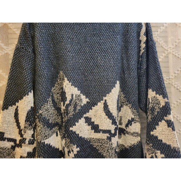 Vintage Mens Sweater Large Geometric Acrylic Cosby Preppy Old Money Aspen Lodge - Picture 8 of 16